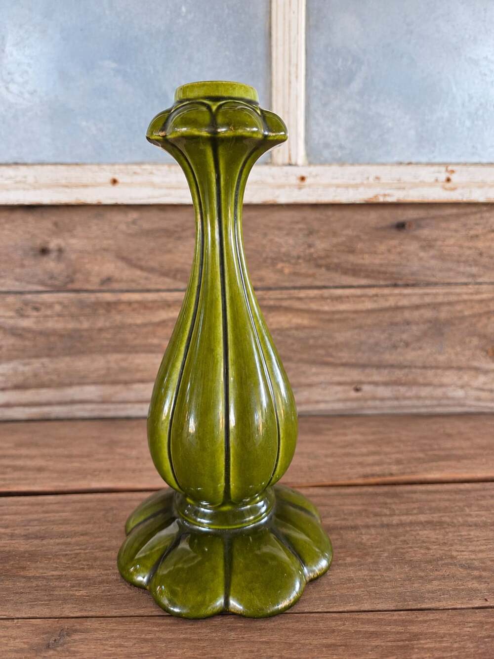 1 Freeman McFarlin Anthony California Pottery Green Candlestick Holder